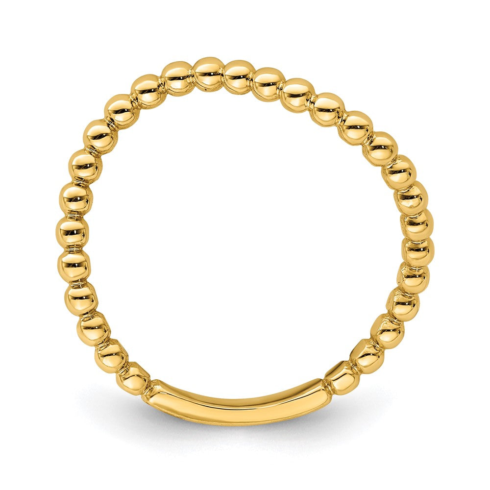 14K Gelbgold Ring mit Perlrand und Wellendesign