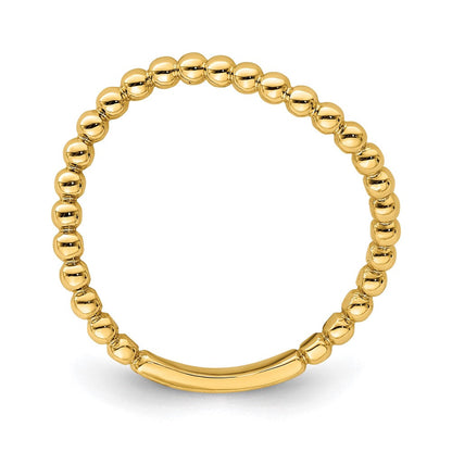 14K Gelbgold Ring mit Perlrand und Wellendesign