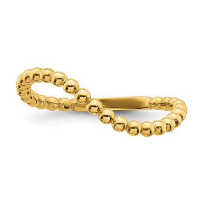 14K Gelbgold Ring mit Perlrand und Wellendesign