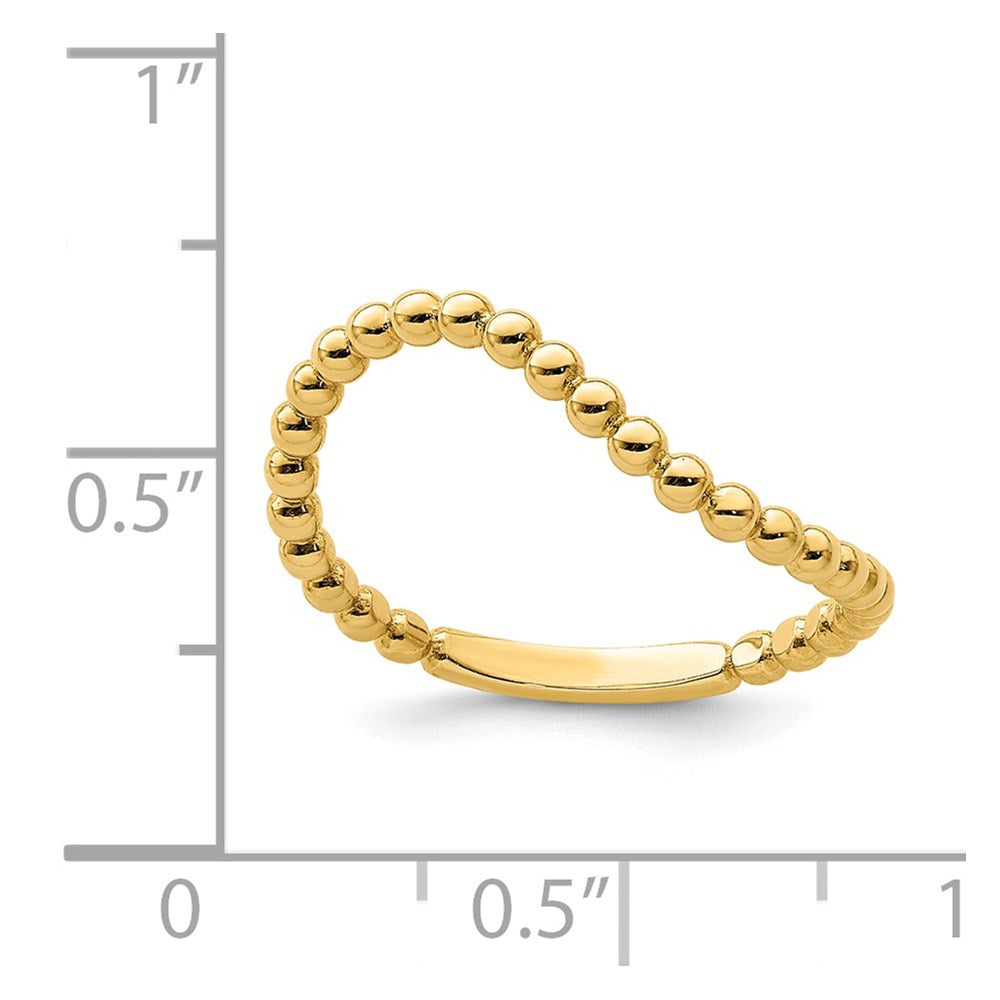 14K Gelbgold Ring mit Perlrand und Wellendesign