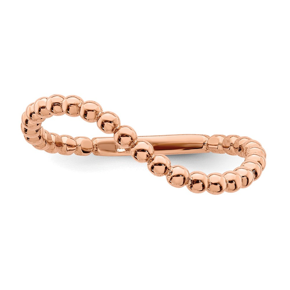 14K Roségold Ring mit gewellter Perlenkante