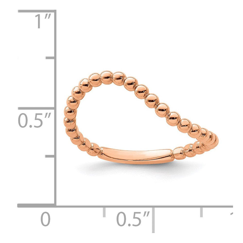 14K Roségold Ring mit gewellter Perlenkante