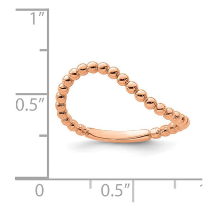 14K Roségold Ring mit gewellter Perlenkante