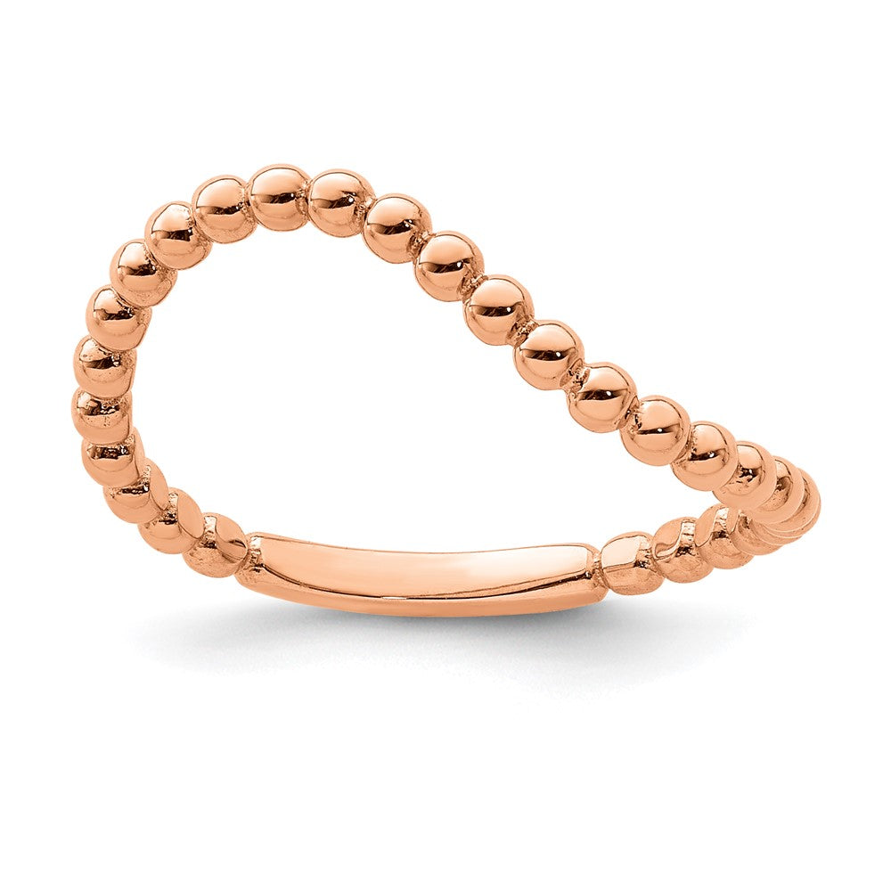 14K Roségold Ring mit gewellter Perlenkante