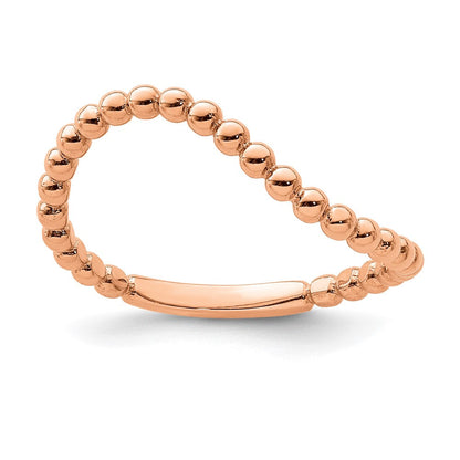 14K Roségold Ring mit gewellter Perlenkante