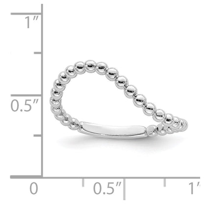 14K Weißgold Ring mit Perlrand-Wellendesign