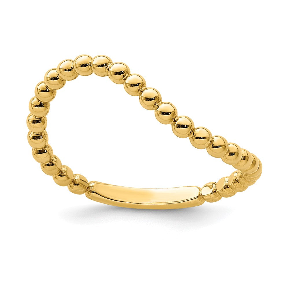 14K Gelbgold Ring mit Perlrand und Wellendesign