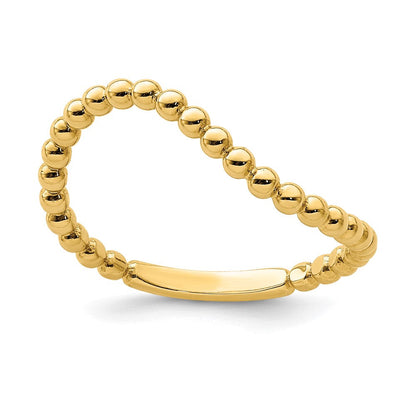 14K Gelbgold Ring mit Perlrand und Wellendesign