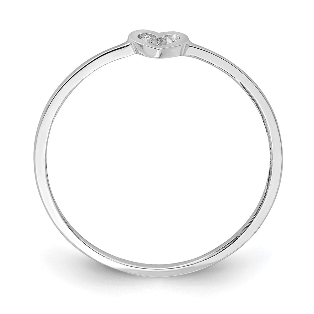14K Weißgold Herz-Ring, poliert