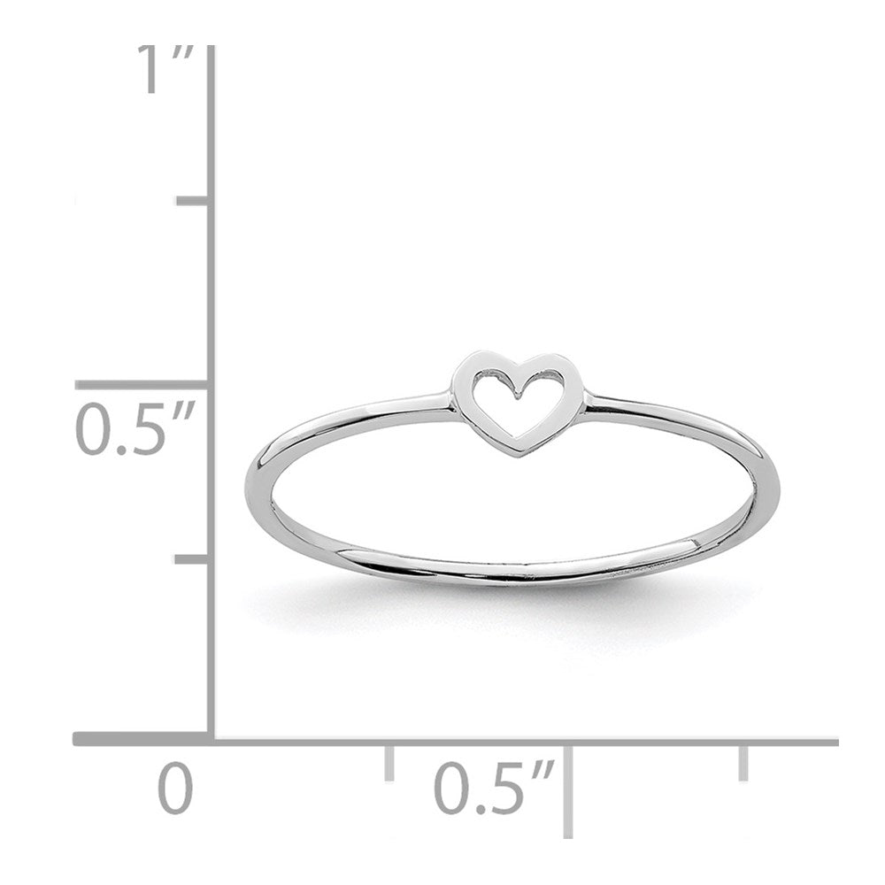 14K Weißgold Herz-Ring, poliert