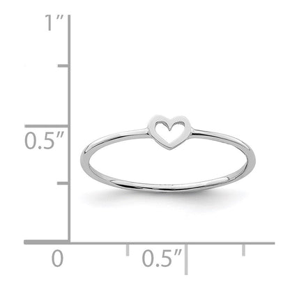 14K Weißgold Herz-Ring, poliert