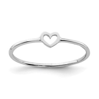 14K Weißgold Herz-Ring, poliert