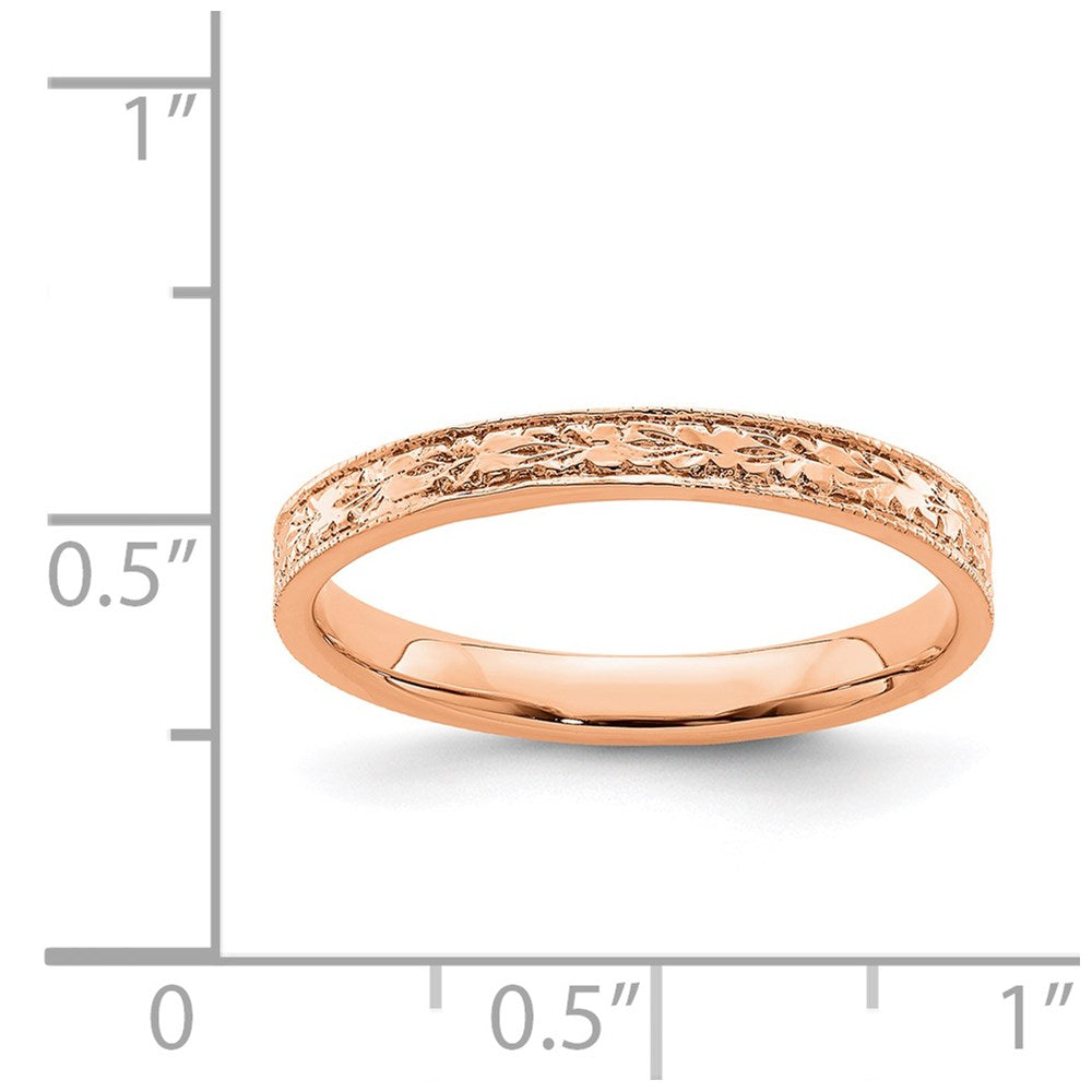 750 Roségold Ring, poliert, floral