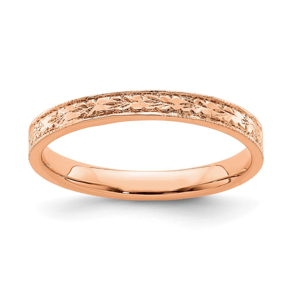 750 Roségold Ring, poliert, floral