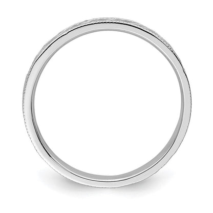 14K Weißgold Ring mit floralem Muster, poliert