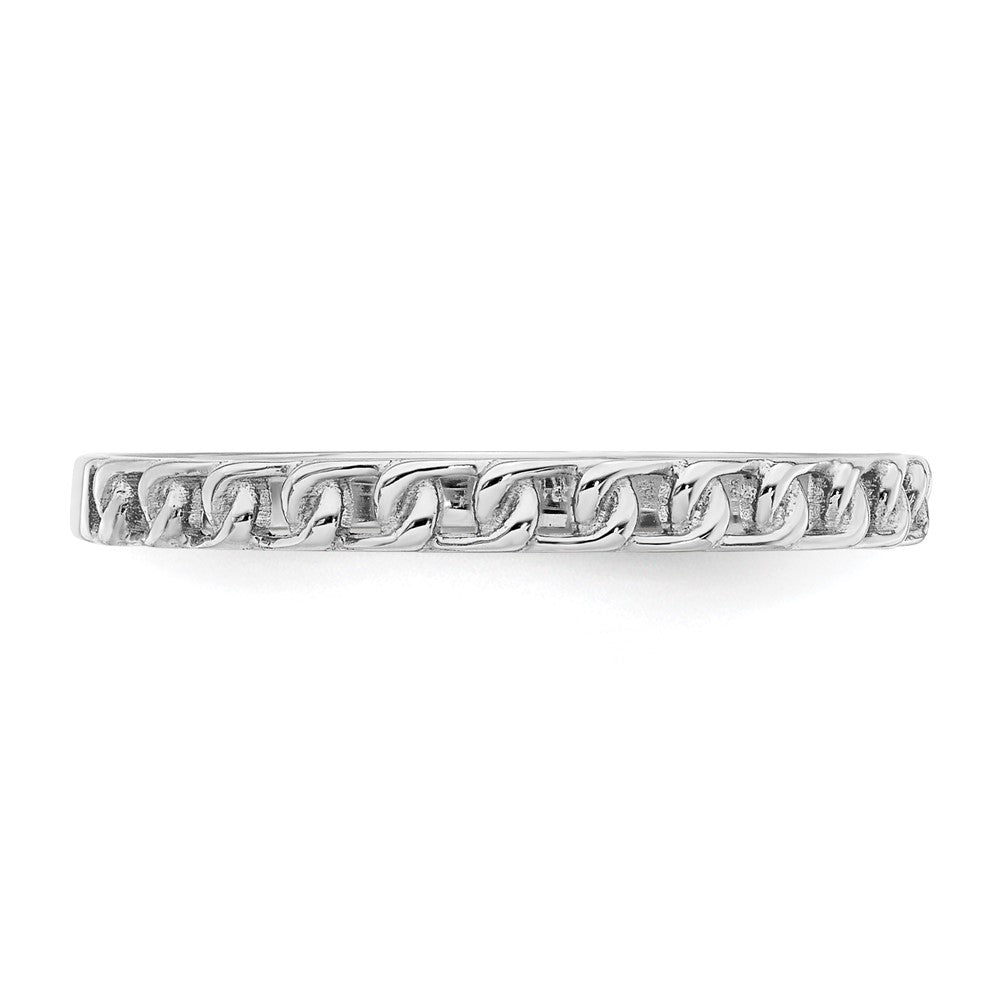 14K Weißgold Ring mit Kettengliederdesign
