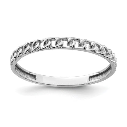 14K Weißgold Ring mit Kettengliederdesign