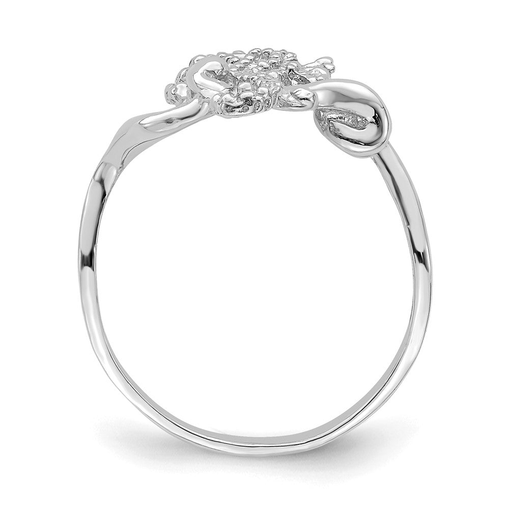 14K Weißgold Ring mit Seepferdchen-Motiv, poliert / strukturiert / 2D (Größe 7)