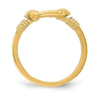 14K Gelbgold Anker-Ring mit Seil-Rand (Größe 7)