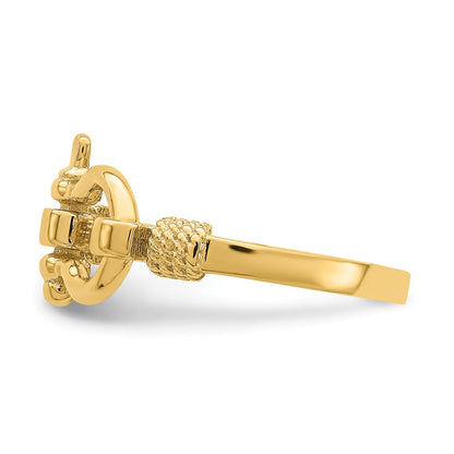14K Gelbgold Anker-Ring mit Seil-Rand (Größe 7)