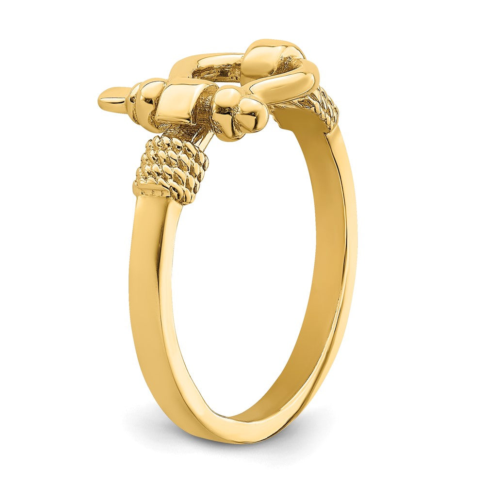 14K Gelbgold Anker-Ring mit Seil-Rand (Größe 7)
