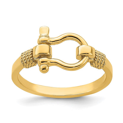 14K Gelbgold Anker-Ring mit Seil-Rand (Größe 7)