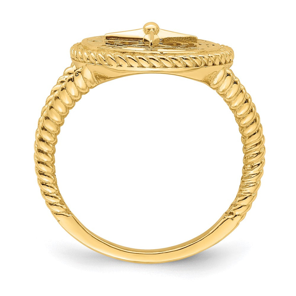 14K Gelbgold Ring mit nautischem Kompass und Seil-Design