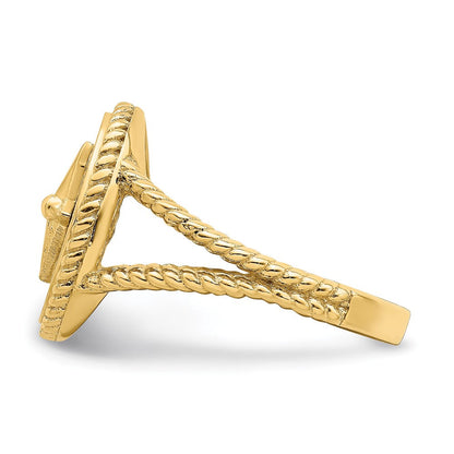 14K Gelbgold Ring mit nautischem Kompass und Seil-Design