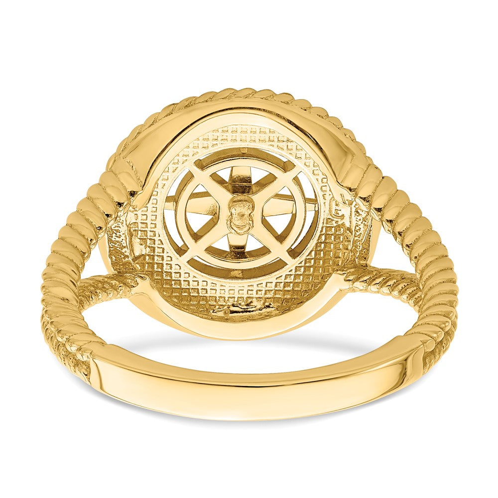 14K Gelbgold Ring mit nautischem Kompass und Seil-Design