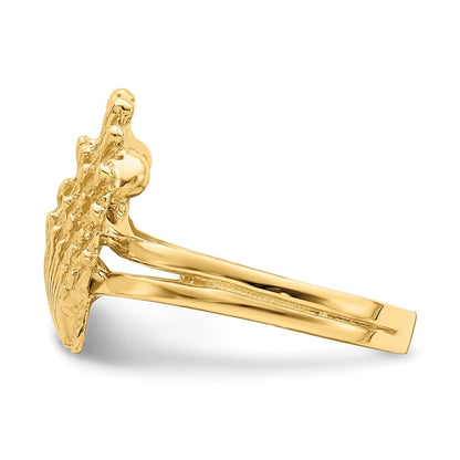 14K Gelbgold Löwenpfote-Muschel-Ring