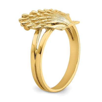 14K Gelbgold Löwenpfote-Muschel-Ring