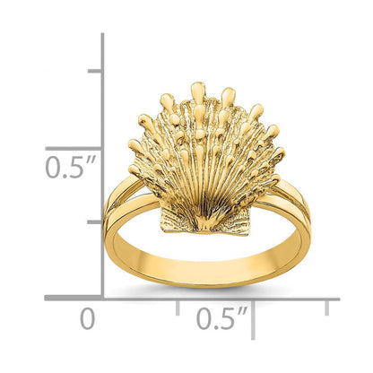 14K Gelbgold Löwenpfote-Muschel-Ring