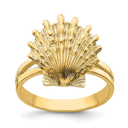 14K Gelbgold Löwenpfote-Muschel-Ring