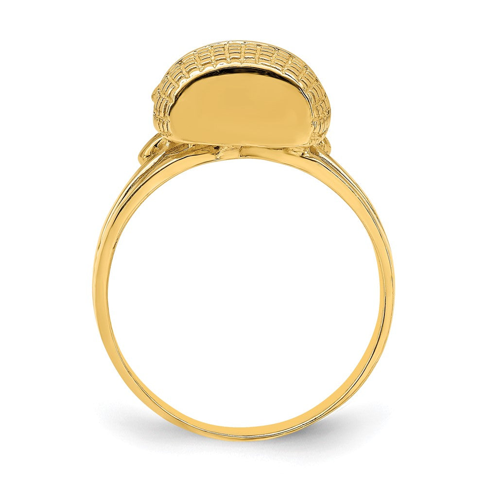 14K Gelbgold Ring mit flacher Rückseite im 2D-Korbdesign