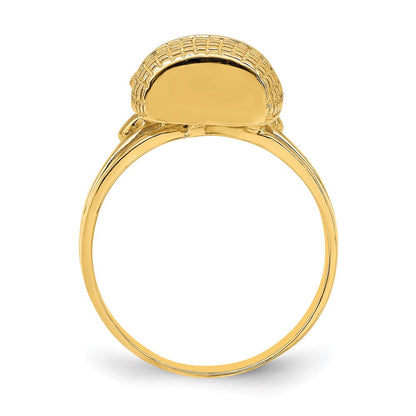 14K Gelbgold Ring mit flacher Rückseite im 2D-Korbdesign