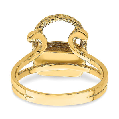 14K Gelbgold Ring mit flacher Rückseite im 2D-Korbdesign
