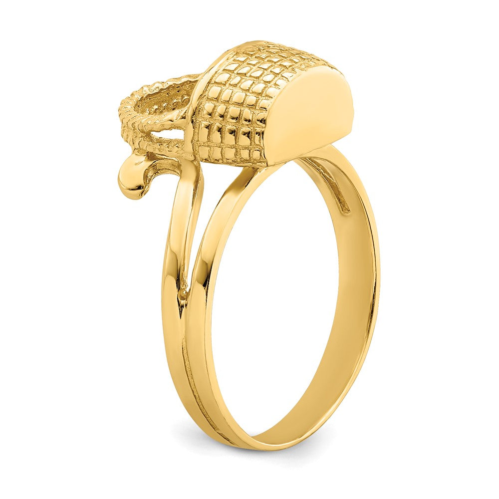 14K Gelbgold Ring mit flacher Rückseite im 2D-Korbdesign