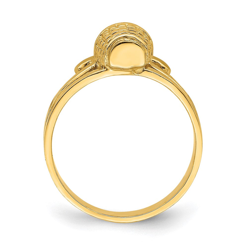14K Gelbgold Ring mit flacher 2-D-Mini-Korb-Fassung