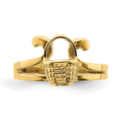 14K Gelbgold Ring mit flacher 2-D-Mini-Korb-Fassung