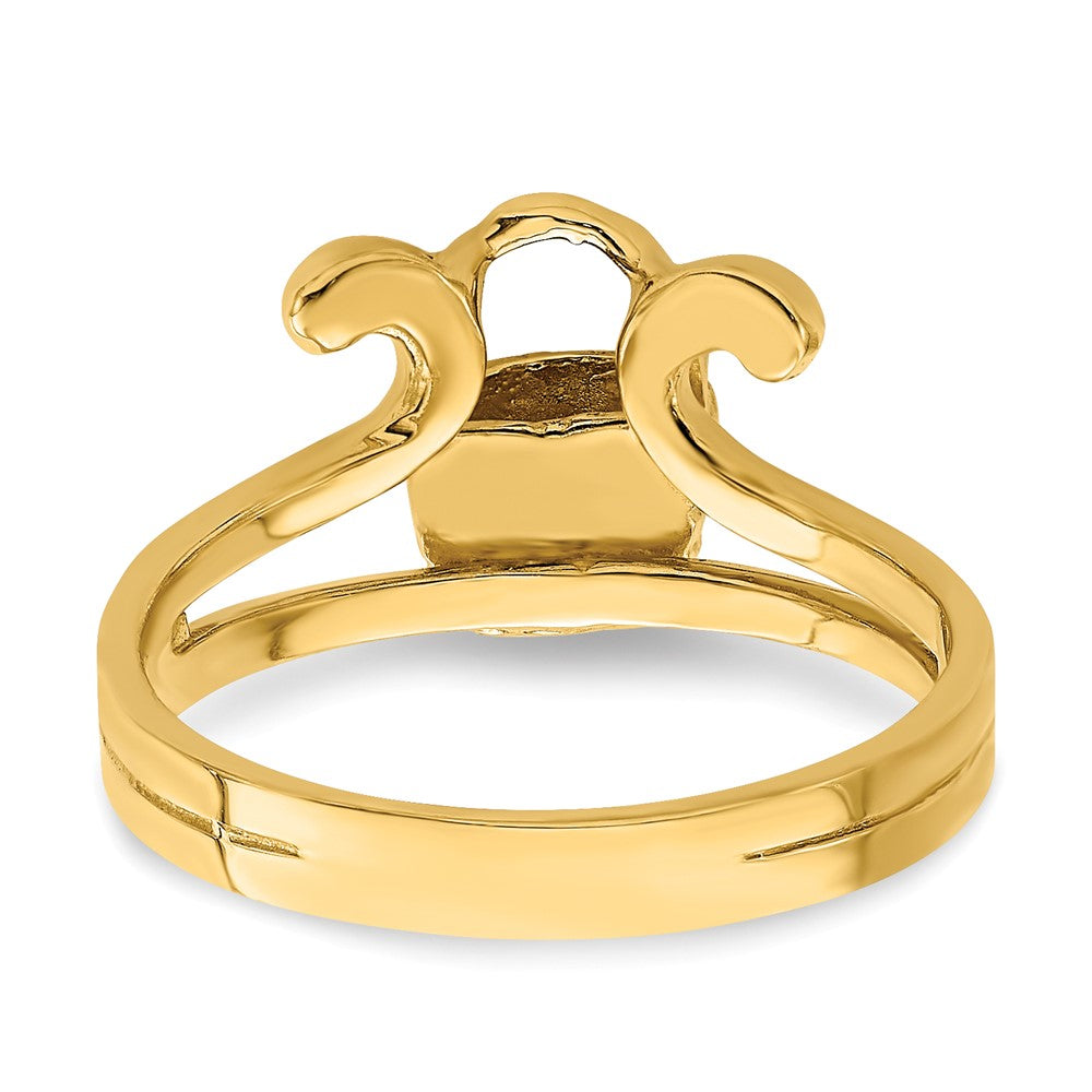 14K Gelbgold Ring mit flacher 2-D-Mini-Korb-Fassung