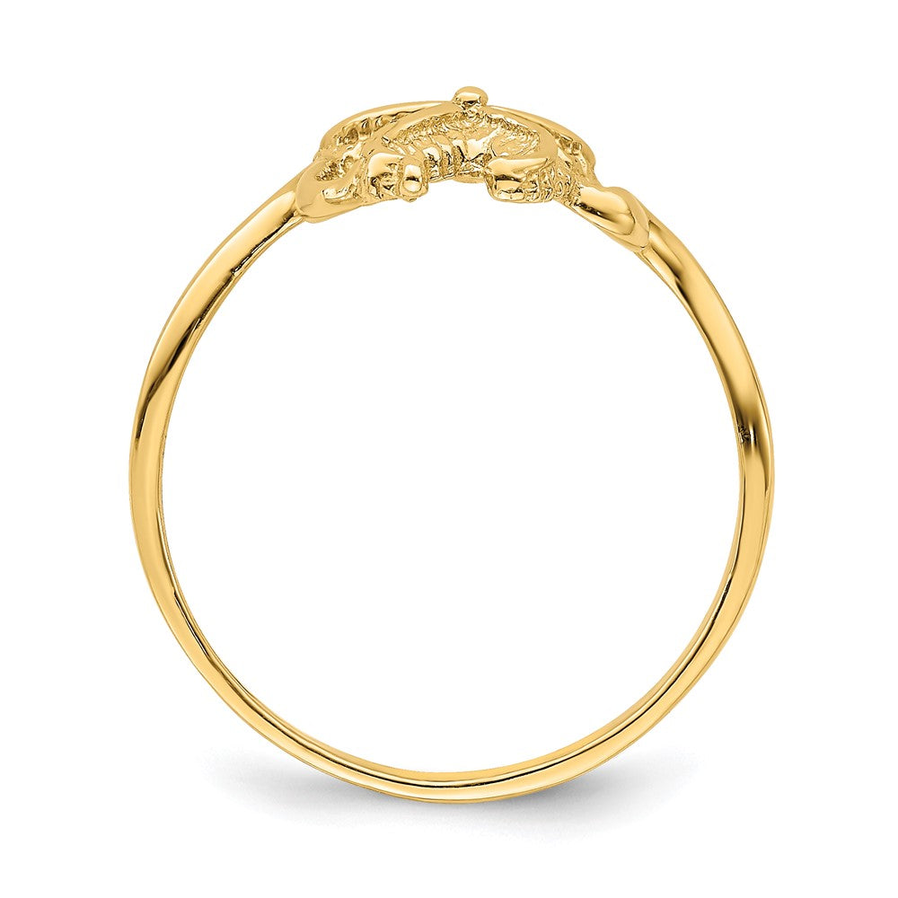 14K Gelbgold 2-D polierter/strukturierter Seestern-Ring