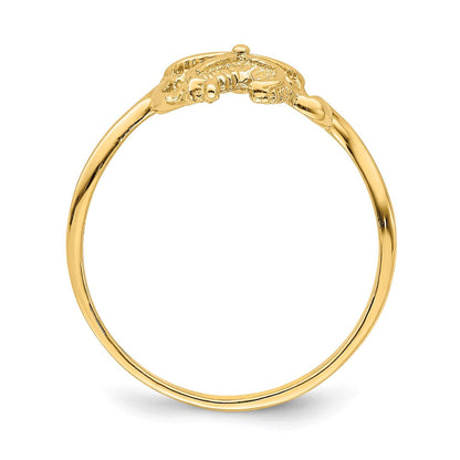 14K Gelbgold 2-D polierter/strukturierter Seestern-Ring