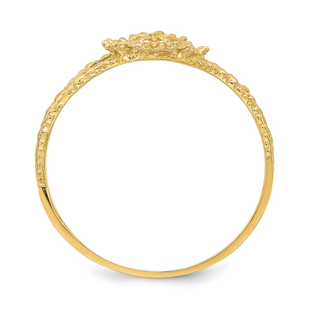 14K Gelbgold Sanddollar-Ring mit texturierter Oberfläche
