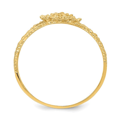 14K Gelbgold Sanddollar-Ring mit texturierter Oberfläche