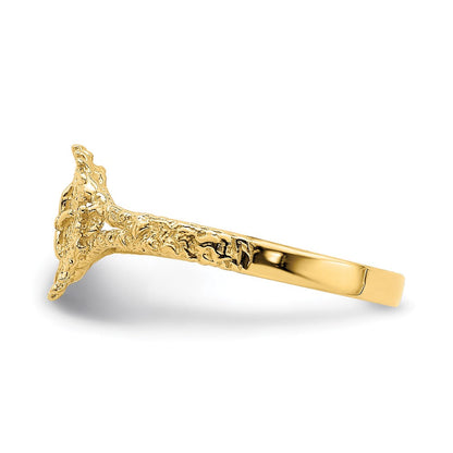 14K Gelbgold Sanddollar-Ring mit texturierter Oberfläche