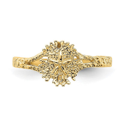 14K Gelbgold Sanddollar-Ring mit texturierter Oberfläche