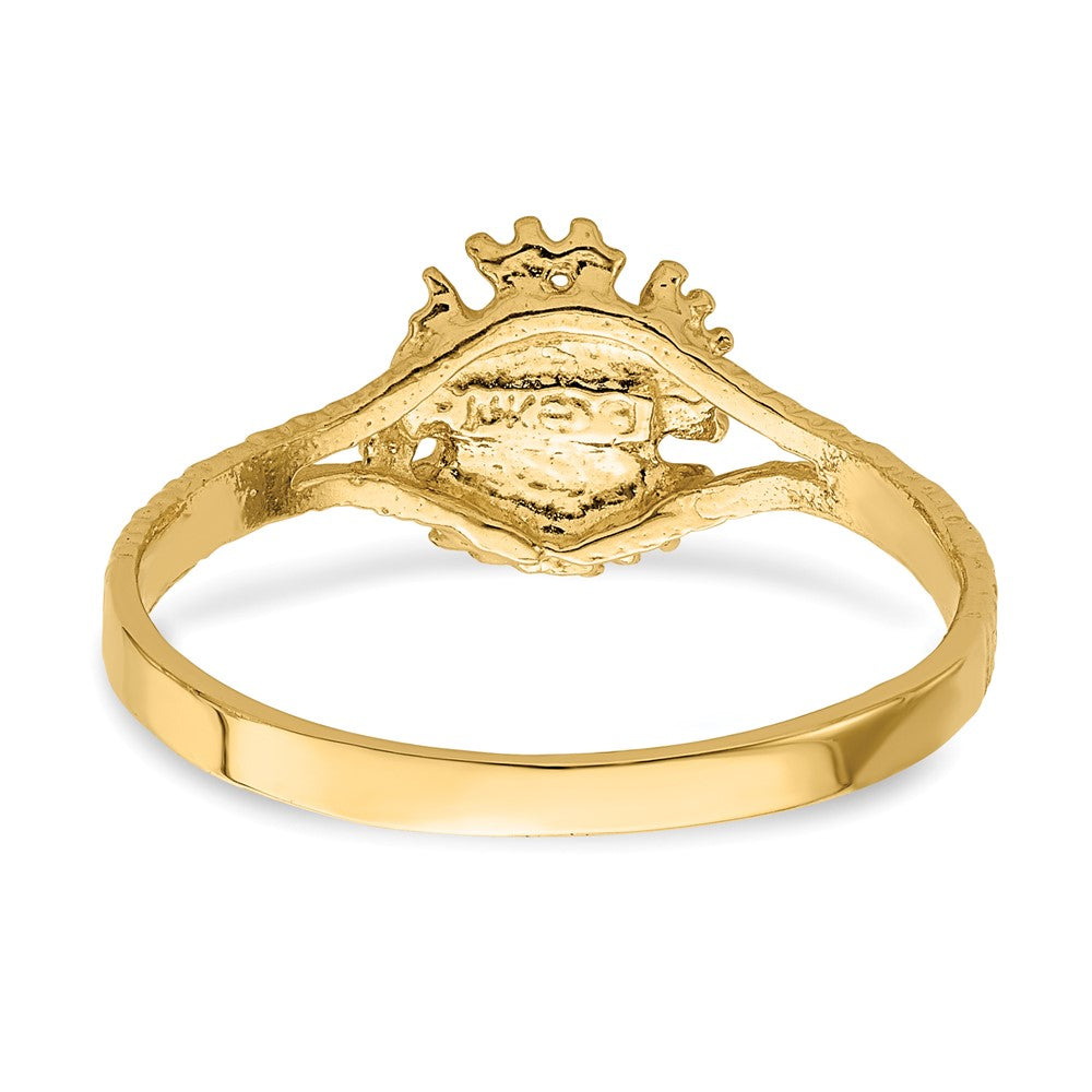 14K Gelbgold Sanddollar-Ring mit texturierter Oberfläche