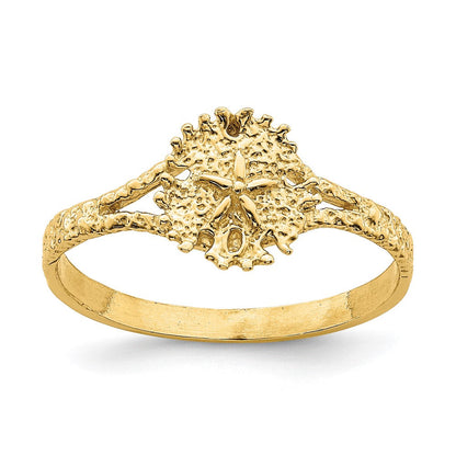 14K Gelbgold Sanddollar-Ring mit texturierter Oberfläche