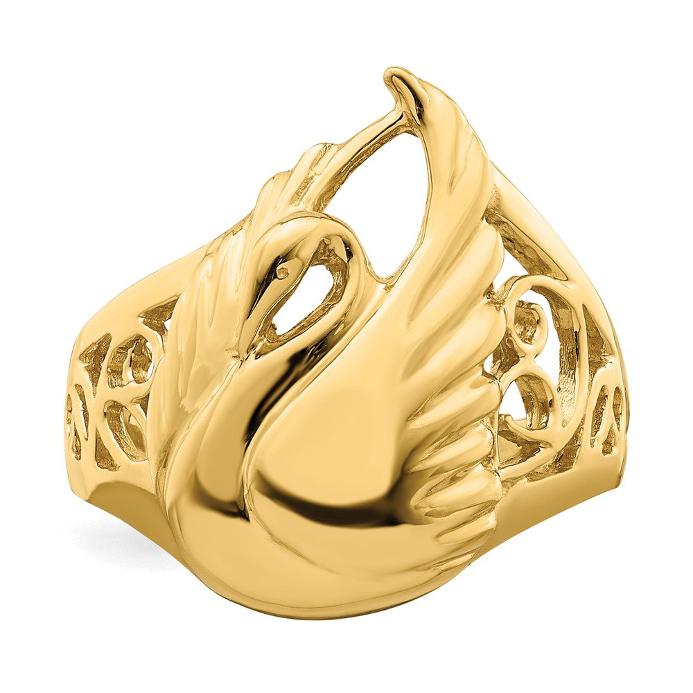 14K Gelbgold Poliert Schwan Ring