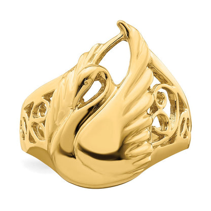 14K Gelbgold Poliert Schwan Ring